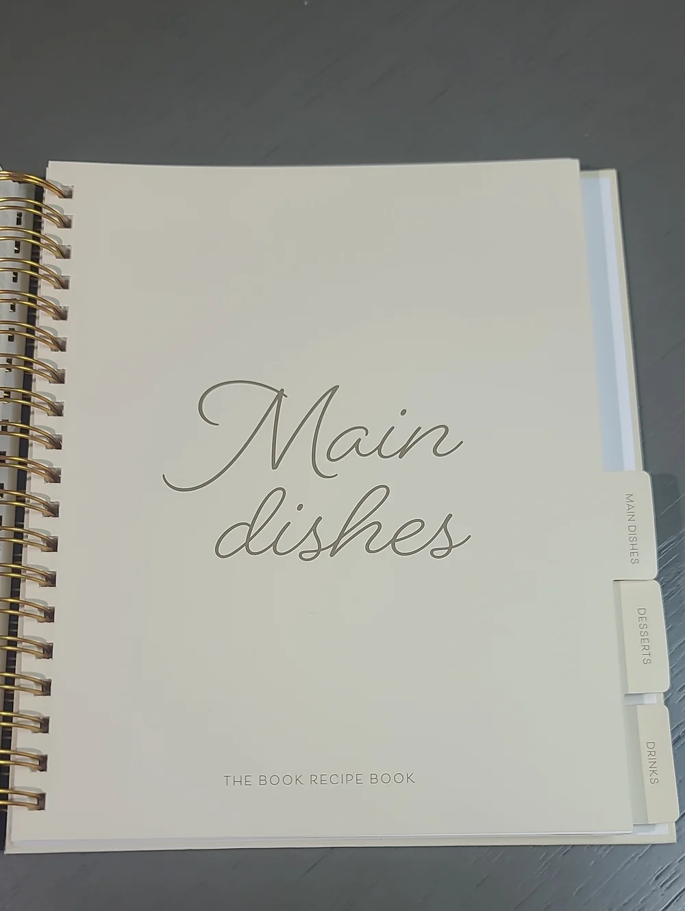Recipe Book Journal with Gold Spiral -